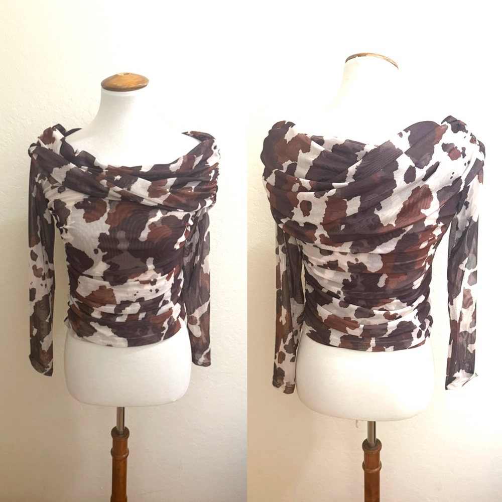 Anthropologie Maeve Aleda Mesh Off-Shoulder Top - Picture 2 of 3